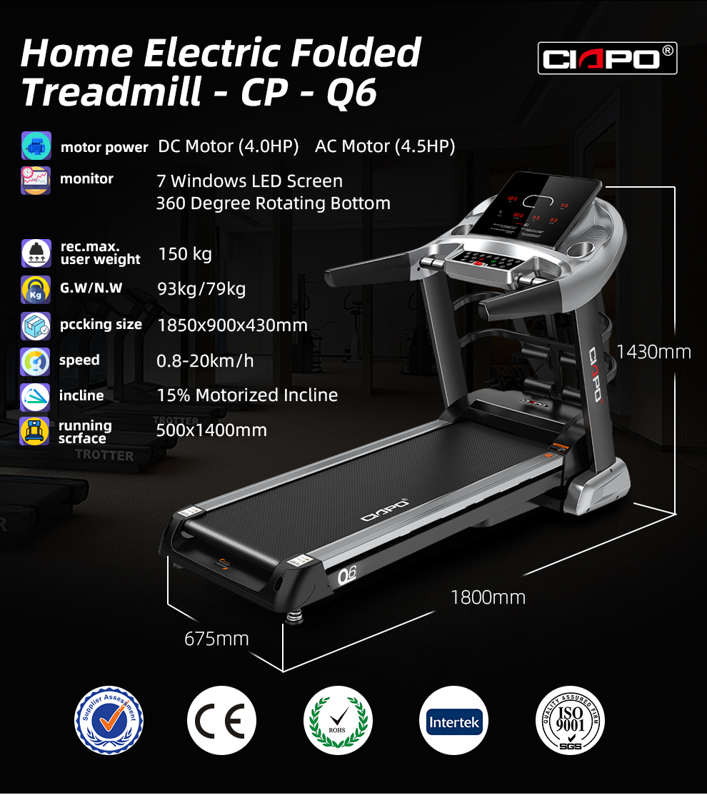 Electric Home Treadmill Commercial Folding Gym Fitness Equipment Running Machine Motorized Hot Sale