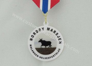 Offset Printing Brass Custom Awards Medals , Sports Medals And Ribbons