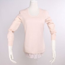 ladies' silk wool sweater pullover u neck sweater knitwear SWT-L1006