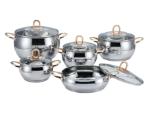 Stainless steel apple-shaped casserole with oval handle set