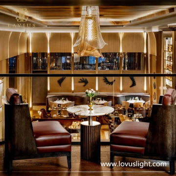 Golden morning glory shape chandelier Retro cafe restaurant chandelier Project custom chandelier