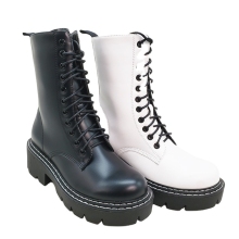 Anti-Slip Waterproof Moto Biker Boots Women's Fall 2021 Cowboy White