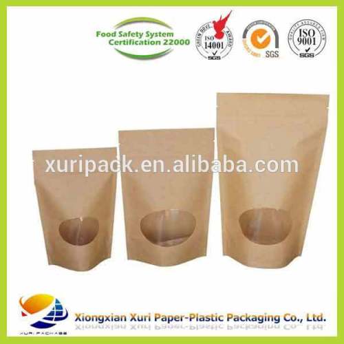 food packaging paper bags with window/food grade ziplock plastic bags