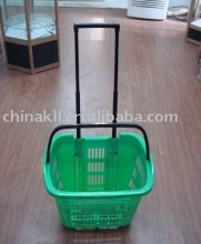Plastic rolling trolley ,roll basket, roller basket 55L,shopping basket 55L