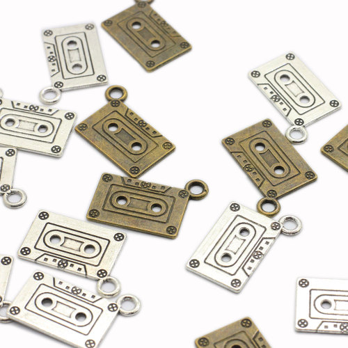 Wholesale Kawaii Mini Loose Sound Recorder Tape Shape Two Gold 100pcs for Keychains Jewelry Making Bead Charm