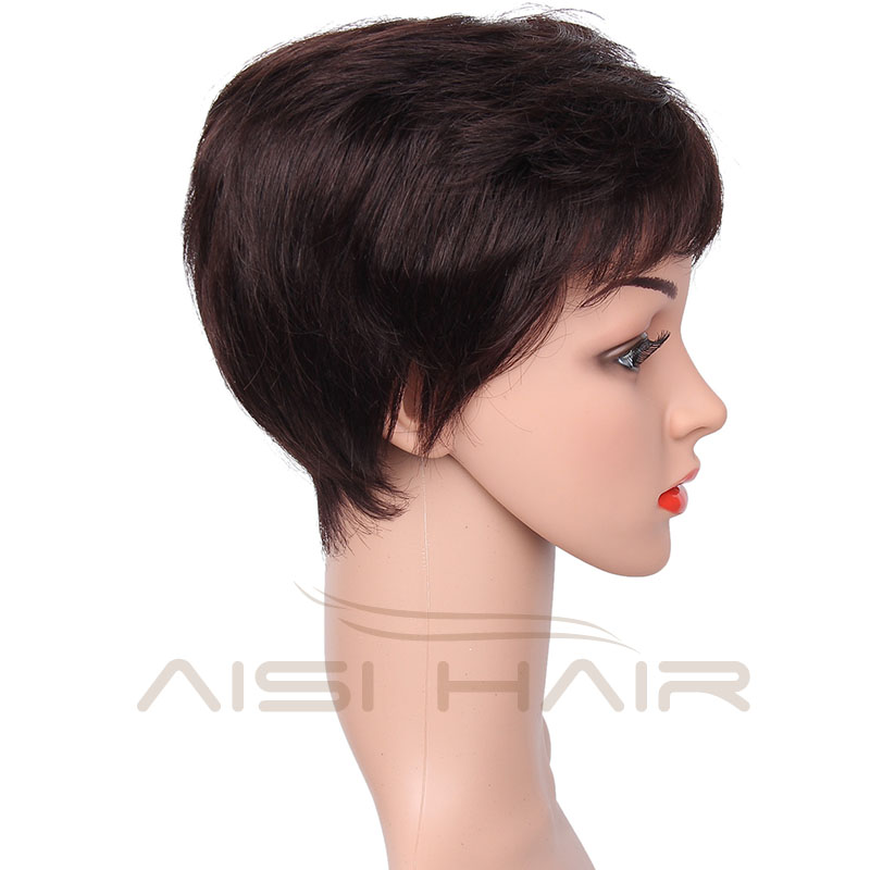 Aisi Hair Top Quality Short Straight Indian Human Hair Wigs Short Pixie Cut Human Hair Wigs For Women