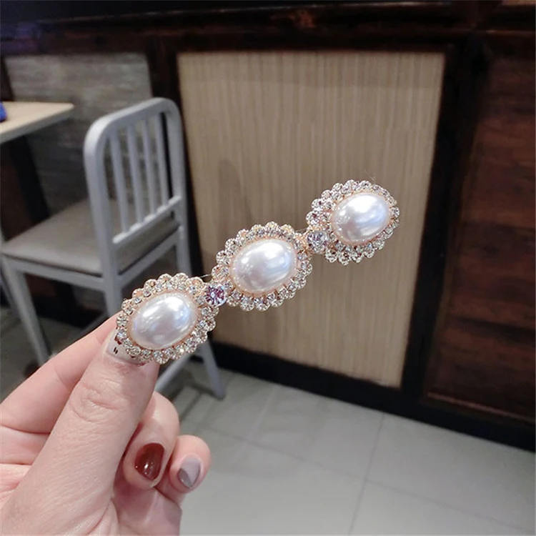 2018 New Wholesale Promotion Gift Girls Customise Fashion Hair Jewellery Accessories Hair Pin Leopard Crystal Flower Pearl Hairclip for Women