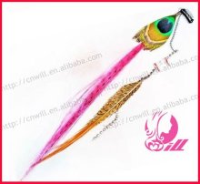 Natural Peacock Feather Synthetic Hair Extension