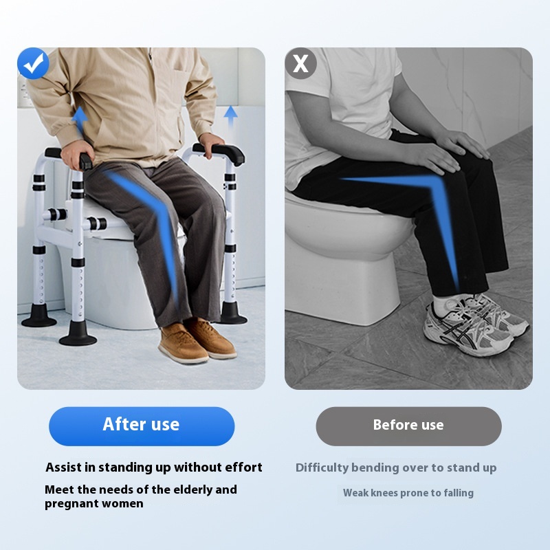 المحمول مصمم لكبار السن والحوامل مسند الذراع الوقوف الداعم الجرف معدات سلامة الحمام الناهضون مقعد المرحاض Mobile Designed for Elderly & Pregnant Women Armrest Stand-Up Booster Shelf Bathroom Safety Equipment Toilet Seat Risers
