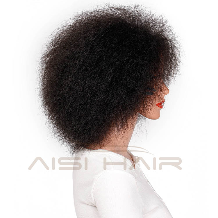 Dark Natural Black Synthetic Wig Kinky Curly Short Afro Wigs For Women Fluffy Wigs for African American
