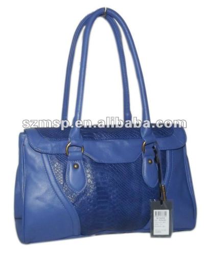 2012 Blue genuine leather ladies handbag