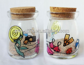 Beach scene corked sand art glass bottles