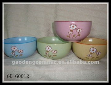 4.5" microwave safe rice bowl with flower handpainting