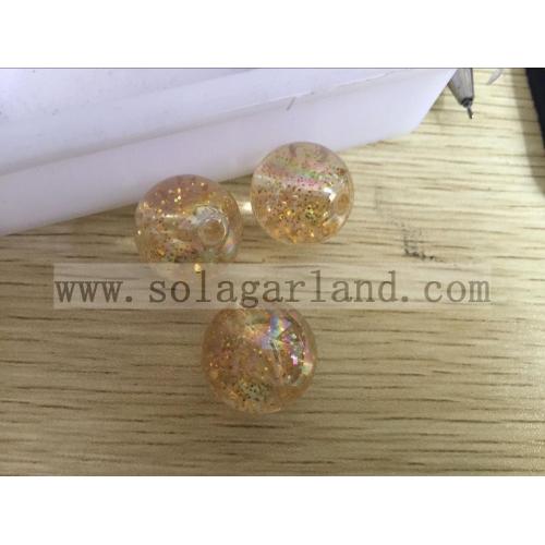 8-20 MM Acrilico Rotondo Scintillio Trasparente con Perline Gumball Gumball Colorate Glitterate