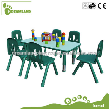 Cute plastic rectangular tables 6 people for children