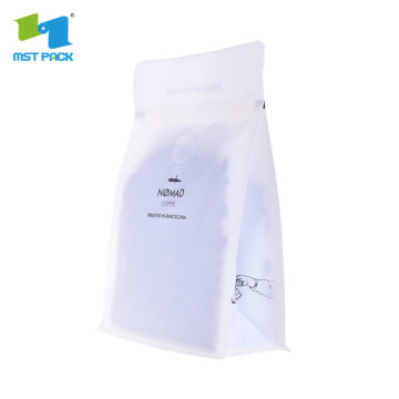 Eco friendly clear plastic coffee packaging bag with valve and zipper