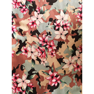 Tissu d&#39;impression de camouflage de fleur rayonne Challis 30S