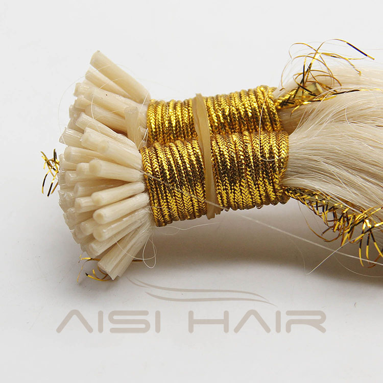 Aisi Hair Top Quality European Double Drawn I Tip Human Hair Extensions Keratin Stick Tip Blonde Hair Extension