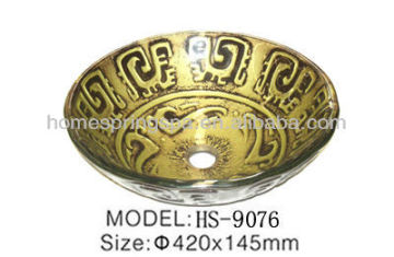 2013 bathroom sanitary ware tempered glass vessel sink art