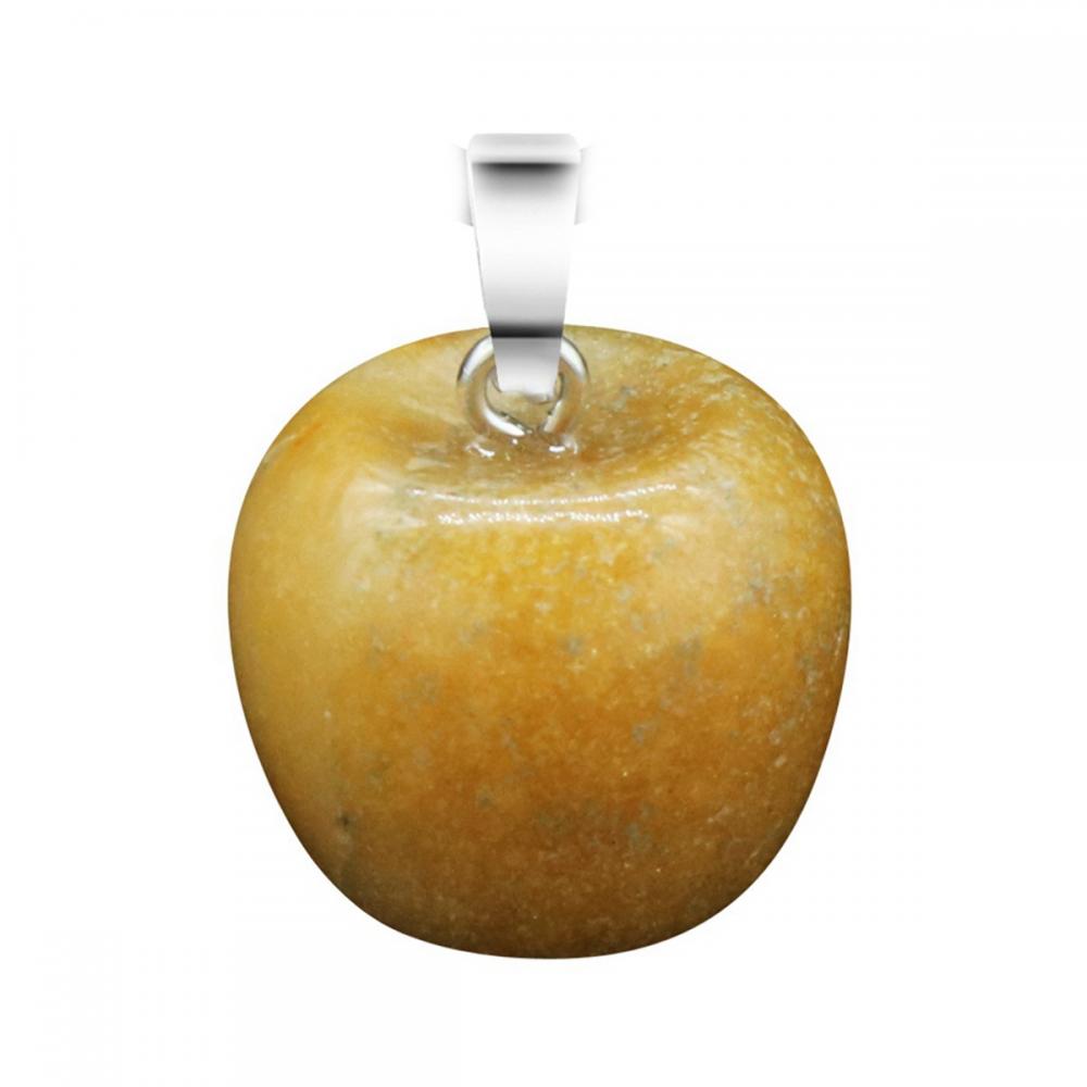 Collier de pendentif pomme en jade jaune 3D pour les filles filles