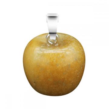 3D Yellow Jade Apple Pendant Necklace for Women Girls