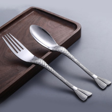 Stainless steel fish tail spoon and fork set