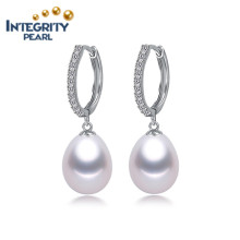 Мода Необычные серьги перлы AAA 8-9мм падение стад пресноводной жемчужиной серьги