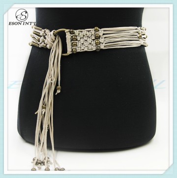2015 Latest Design Wholesale Ladies Bohemian Beads Braided Waist Belt