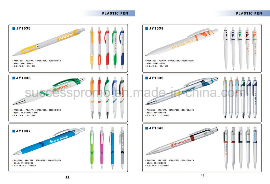 Plastic Ballpoint Stationery Pen with Customized Shaped