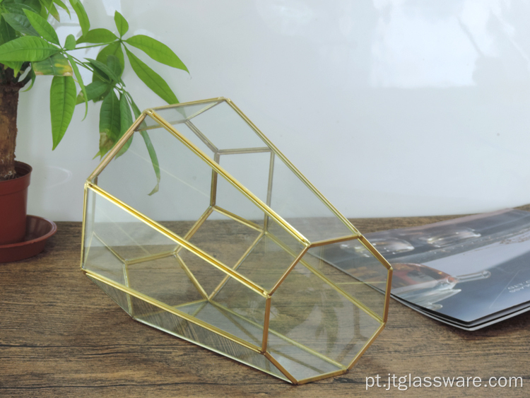 Decoração geométrica de terrário de vidro para jardim doméstico