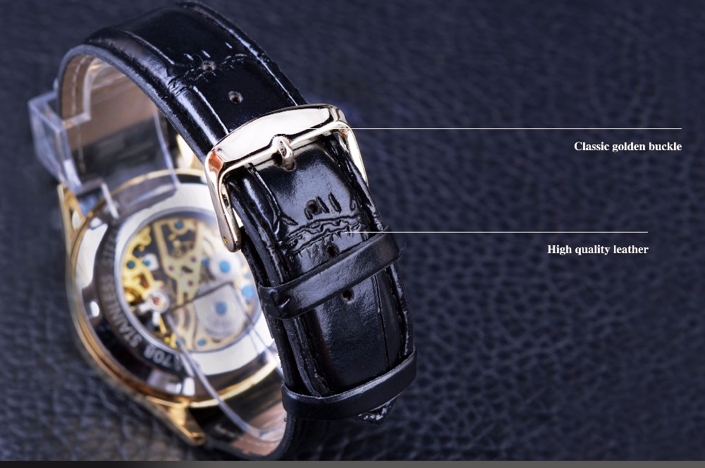 Fashion Black Golden Star Luxury Design Clock WINNER Mens Watch Top Brand Luxury Mechanical Skeleton Watch Relogio Masculino