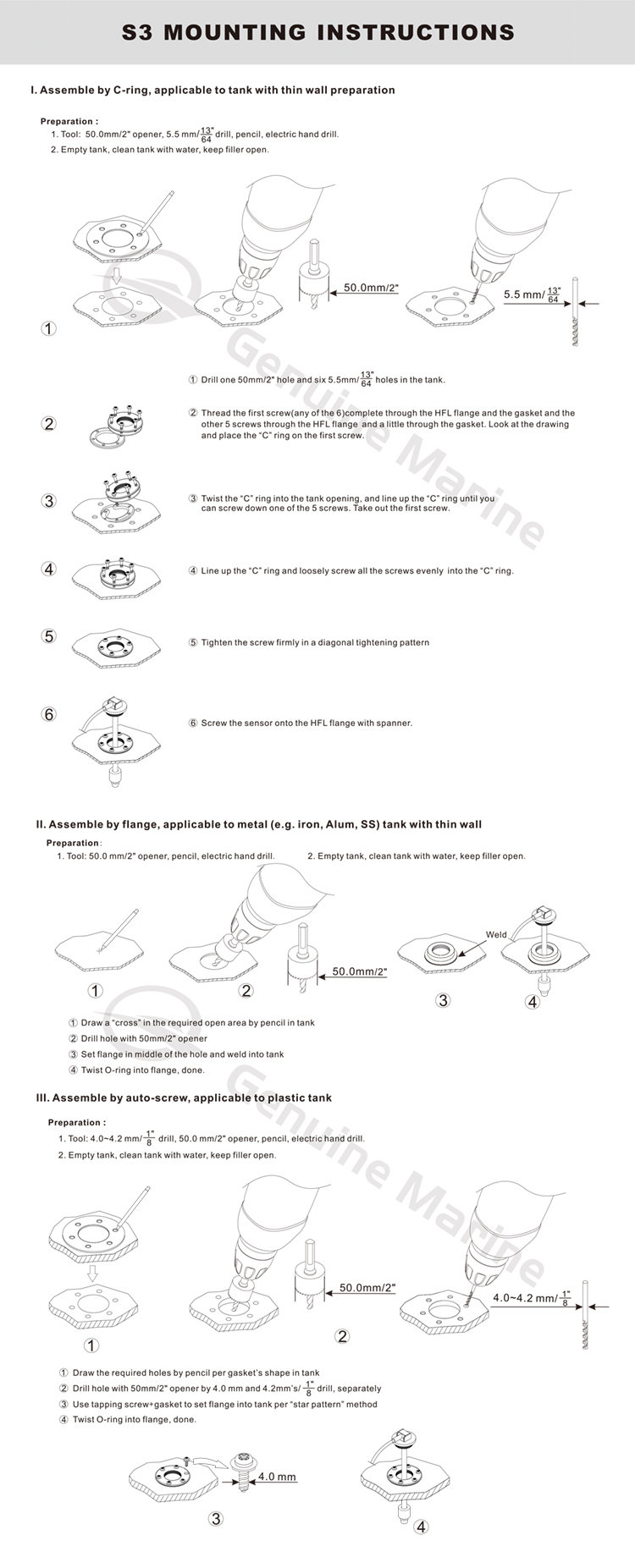 Genuine Marine home kus types 4000mbar tank level sensor mount instrument lpg tank level sensor