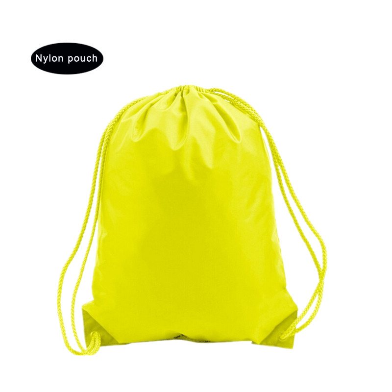 Yellow sport nylon packsack bag with draswtring