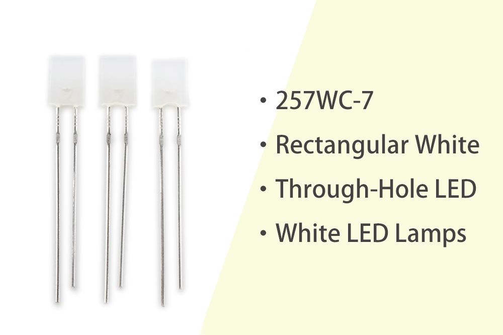 257WC-7 Rectangular White Through-Hole LED white diffused lens