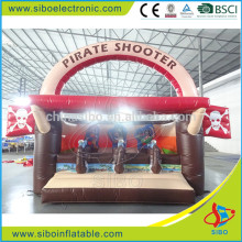 2017 Funny inflatable shooting gallery pirate theme ball shooters bouncy castle