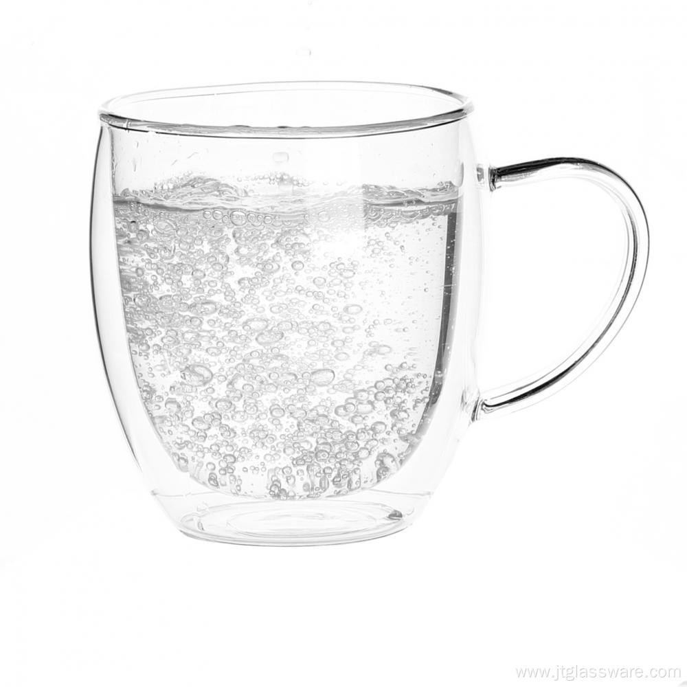 Double Wall Custom Glass Mug For Black Coffee