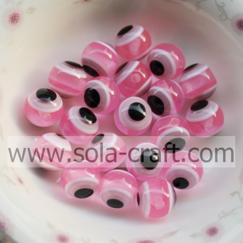 12 MM 500 Pcs 2014 Mode Rose Yiwu Usine Cristal Mauvais Oeil DIY Rondelle Résine Pandora Bijoux Perles En Vrac