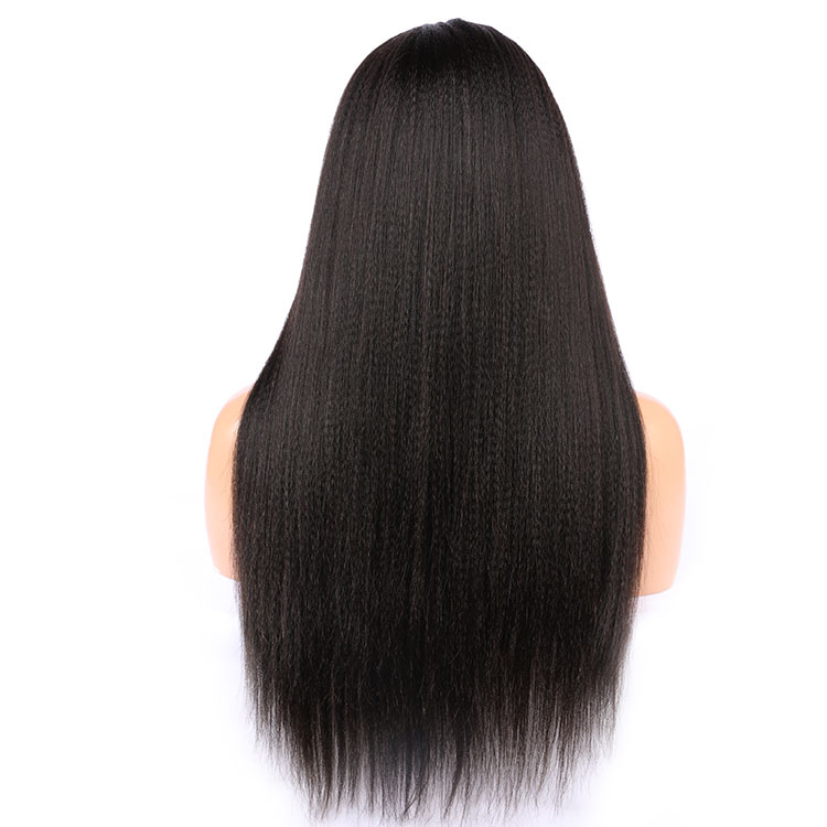 Free samples natural color yaki 13*4 lace front wigs kinky straight frontal swiss lace wigs Human Hair Wig