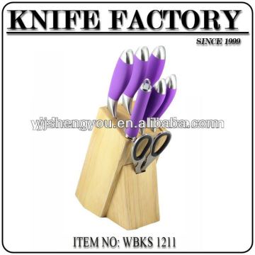 knife set with wooden knife block