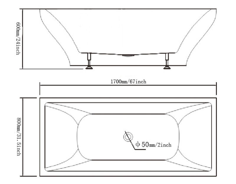 CE/Cupc Approved Pure Acrylic Freestanding Bathtub (JL612)