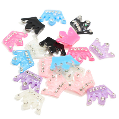 100pcs carino mix colori resina brillante strass corona flatback cabochon fai da te capelli fiocco centro decorazione