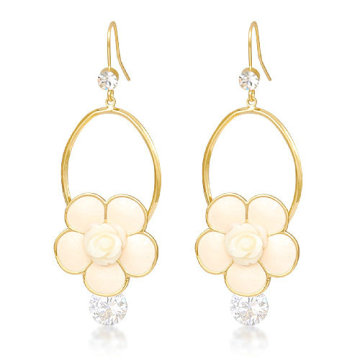 Flower gold drop earring
