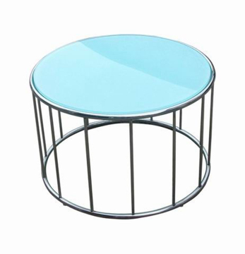 SJ-096 round wicker coffee table with glass top