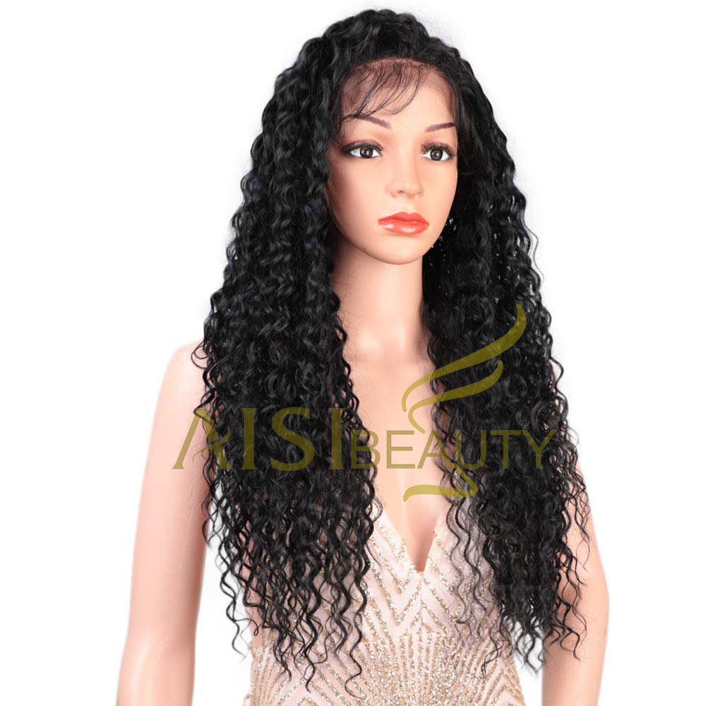 Aisi Beauty Wholesale Cheap Vendor Long Wavy Kinky Curly 13x6 Black Lace Front Synthetic Hair For Black Women Lace Front Wig