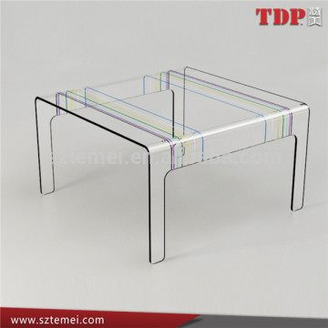 Custom transparent modern acrylic lucite waterfall coffee consolte table