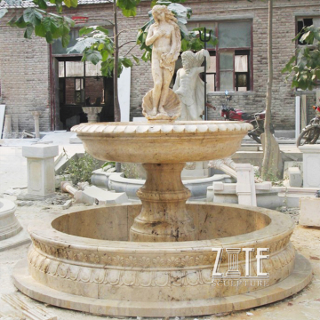 Customized Size Egypt Cream Marble Lady Standing on Shell statue fountain
