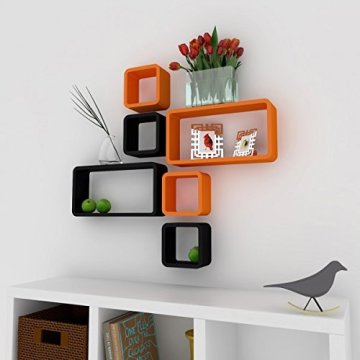 Pack Of 6 Wood Square Wall Cube Shelves