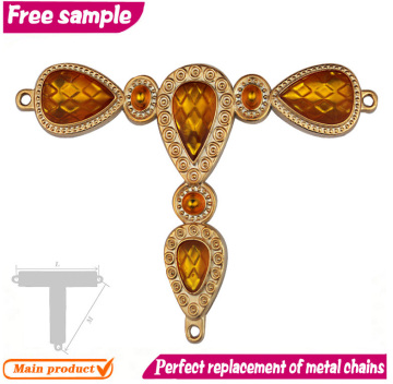 Fast Production T shape PVC shoe chain with crystals