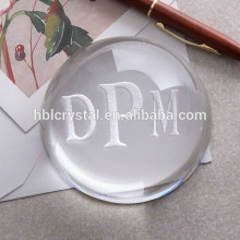 Fashion dome shape engraved crystal paperweight for business gifts