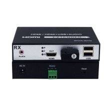 1080P HDMI KVM Fiber Optic Converter with USB Loopout Audio RS232